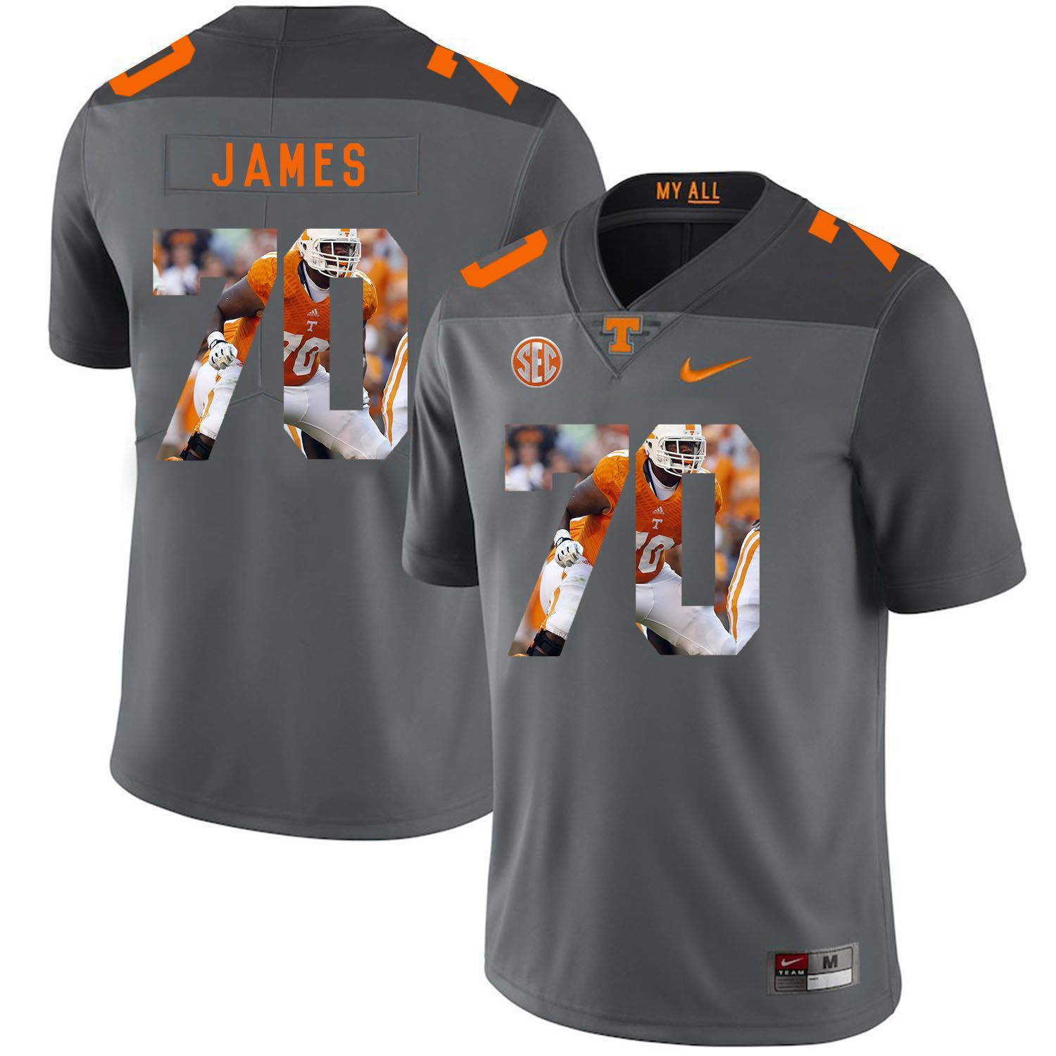 Men Tennessee Volunteers #70 James Grey Fashion Edition Customized NCAA Jerseys->customized ncaa jersey->Custom Jersey